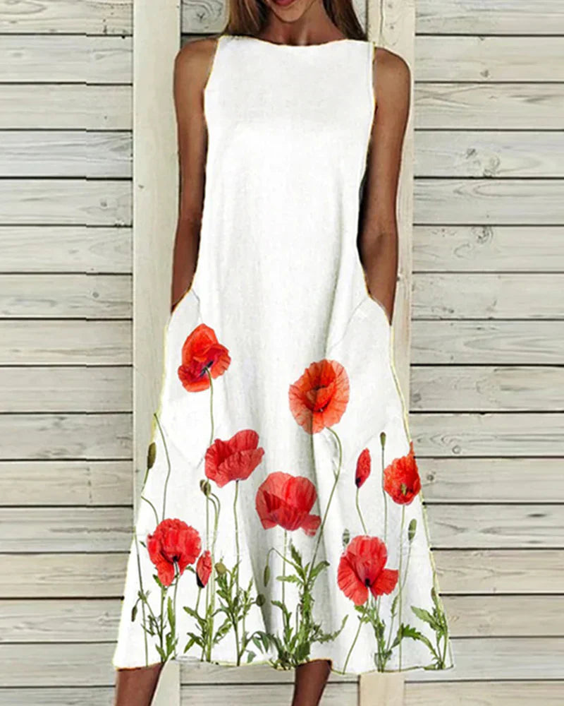 Zoey - Ladies summer midi dress with floral pattern