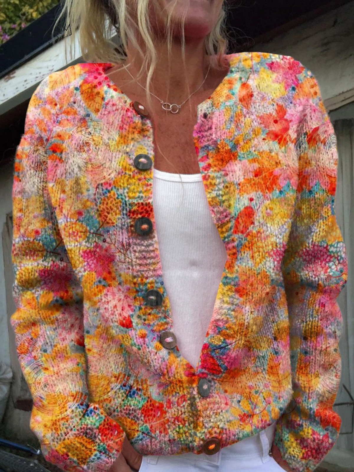 Trace | Art Print Buttoned Cardigan