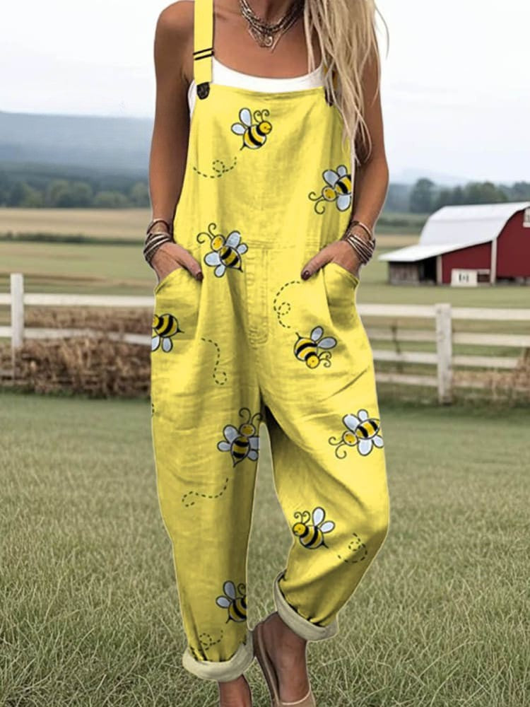 Women's Jumpsuit - Vintage Floral Design, Comfort and Wide Leg Style