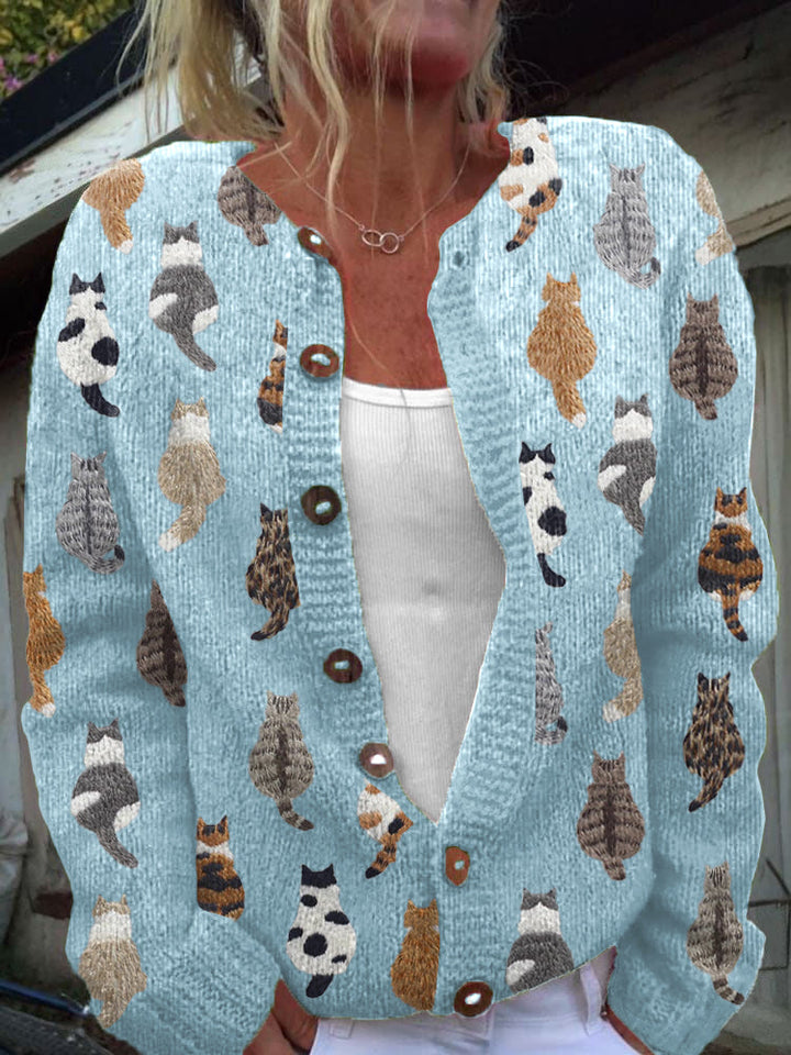 Felícia - Cardigan com Estampa de Gatos
