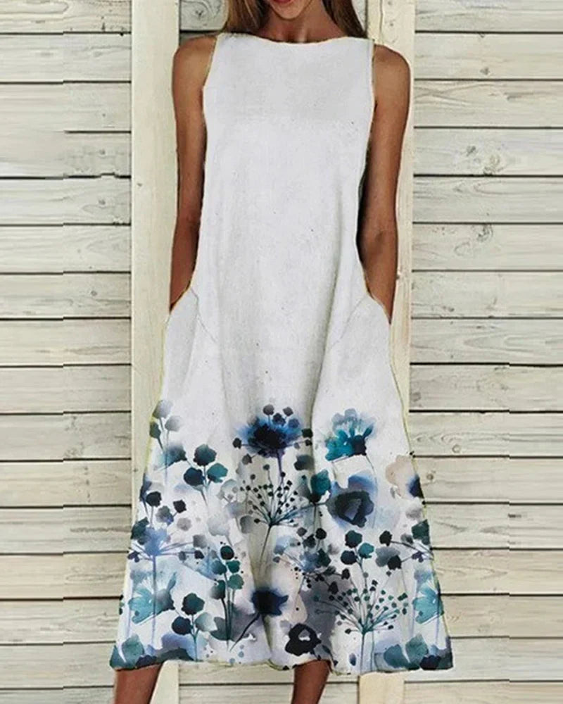 Zoey - Ladies summer midi dress with floral pattern