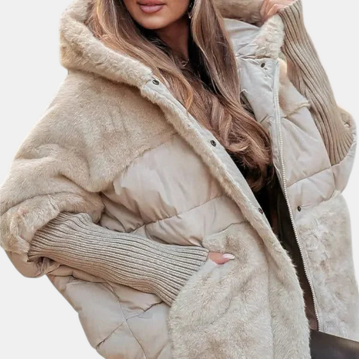 Penelope | Oversized Hooded Patchwork Puffer Jacket