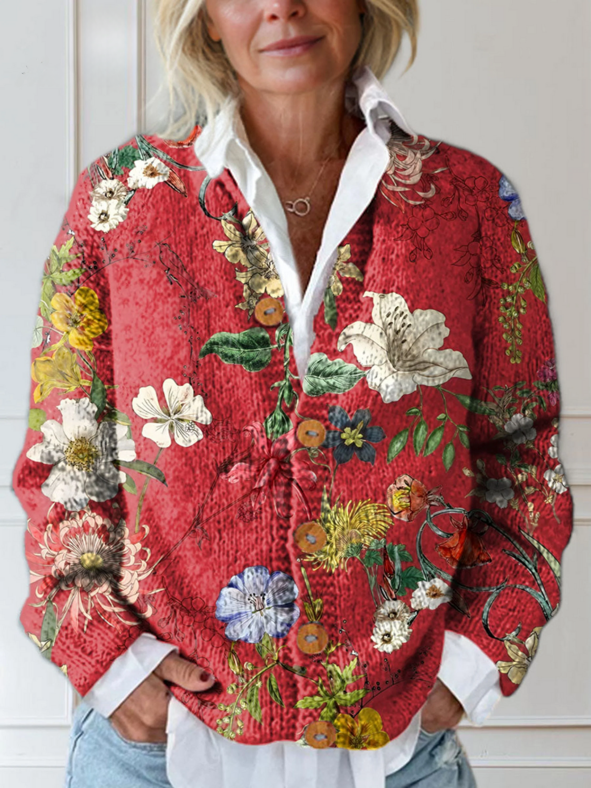 Karen | Art Print Buttoned Cardigan