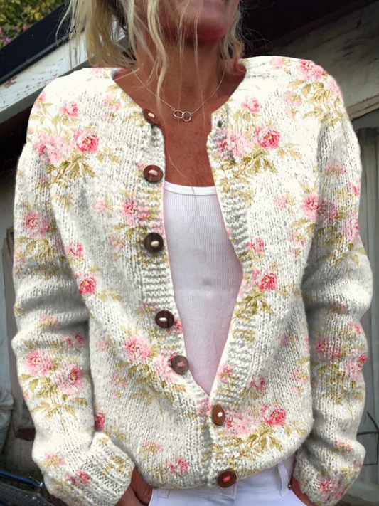 Sabrina | Art Print Buttoned Cardigan