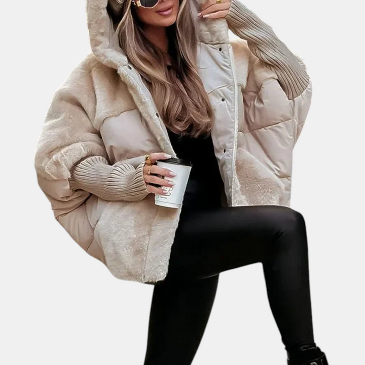 Penelope | Oversized Hooded Patchwork Puffer Jacket