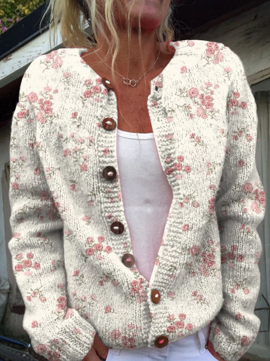 Avery | Art Print Buttoned Cardigan