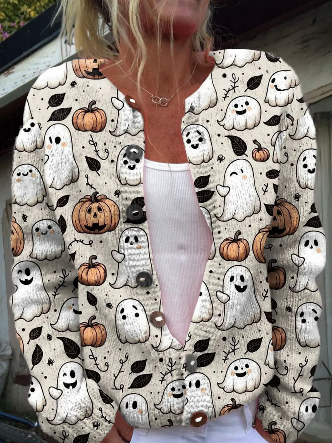 Chloe | Art Print Buttoned Cardigan