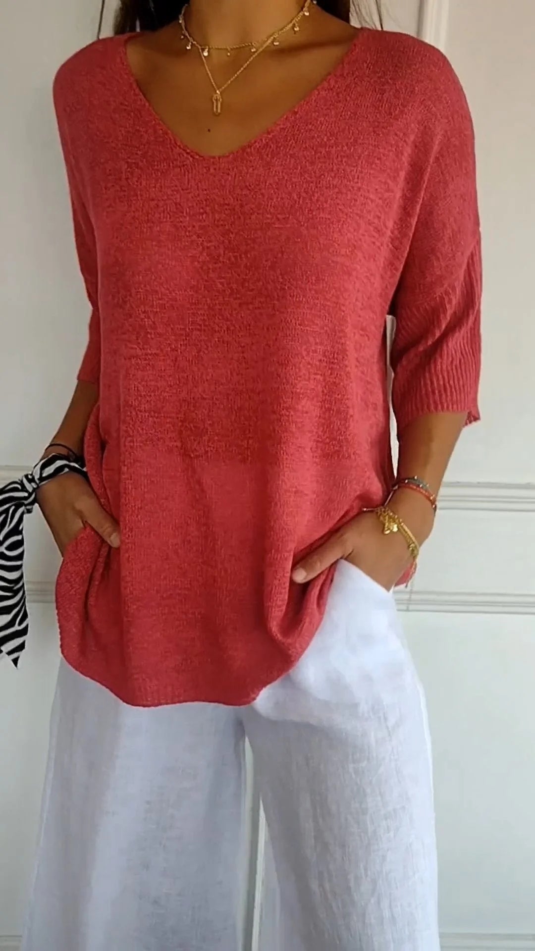 Heather - Knitted V-neck top