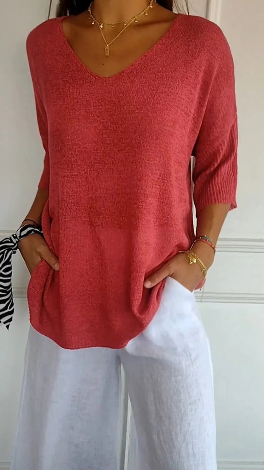 Heather - Knitted V-neck top