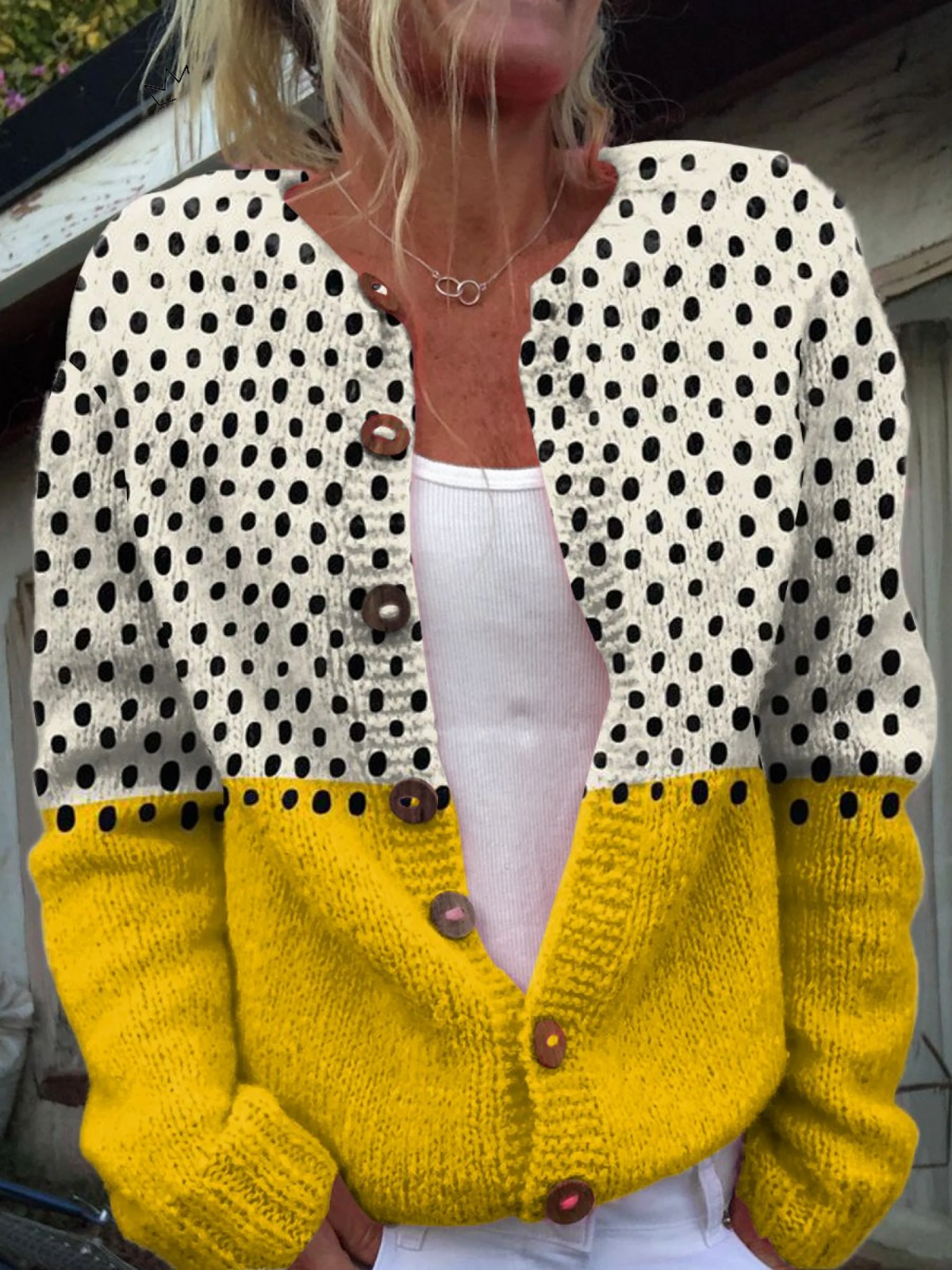 Jayne | Art Print Buttoned Cardigan