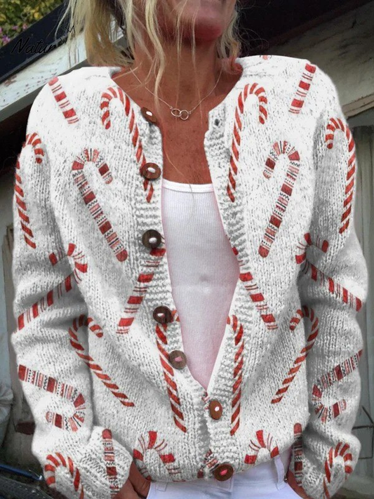 Kacey | Art Print Buttoned Cardigan