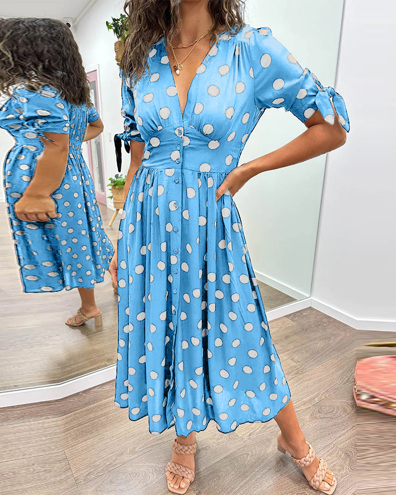 Nipa - Polka Dot V-Neck Dress