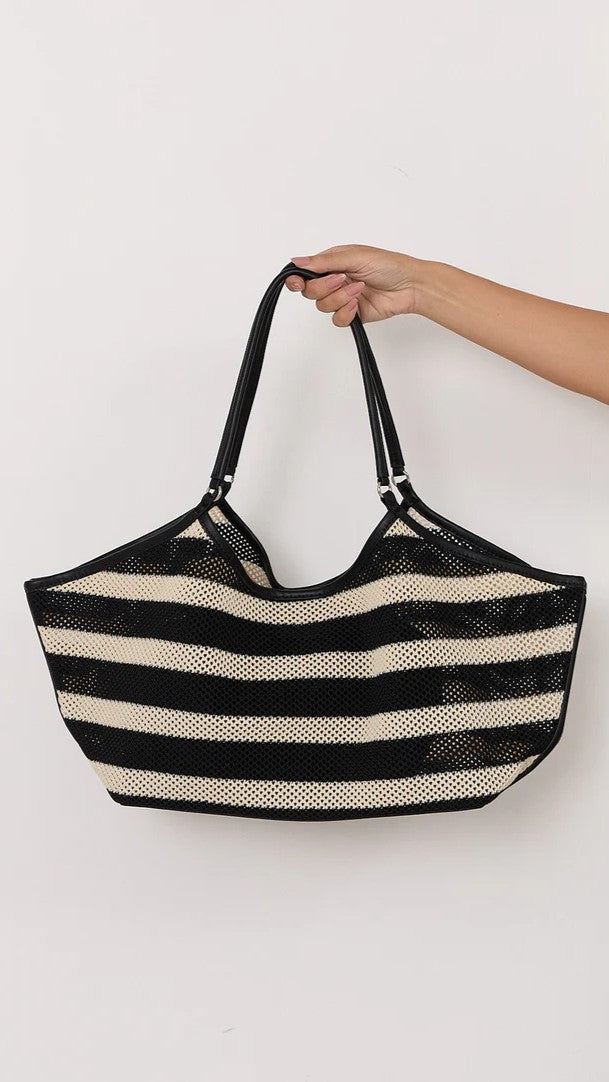 Woven Sport Tote - Black/Natural