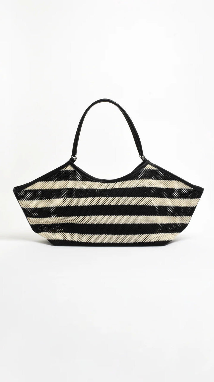 Woven Sport Tote - Black/Natural