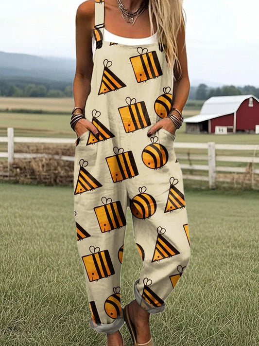 Women's Jumpsuit - Vintage Floral Design, Comfort and Wide Leg Style