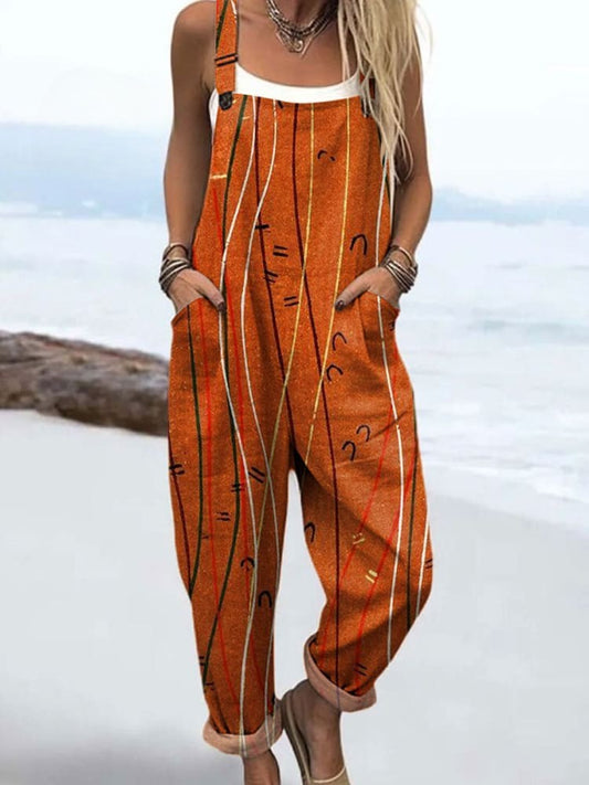 Women’s Jumpsuit - Vintage Floral Design, Comfort and Wide Leg Style