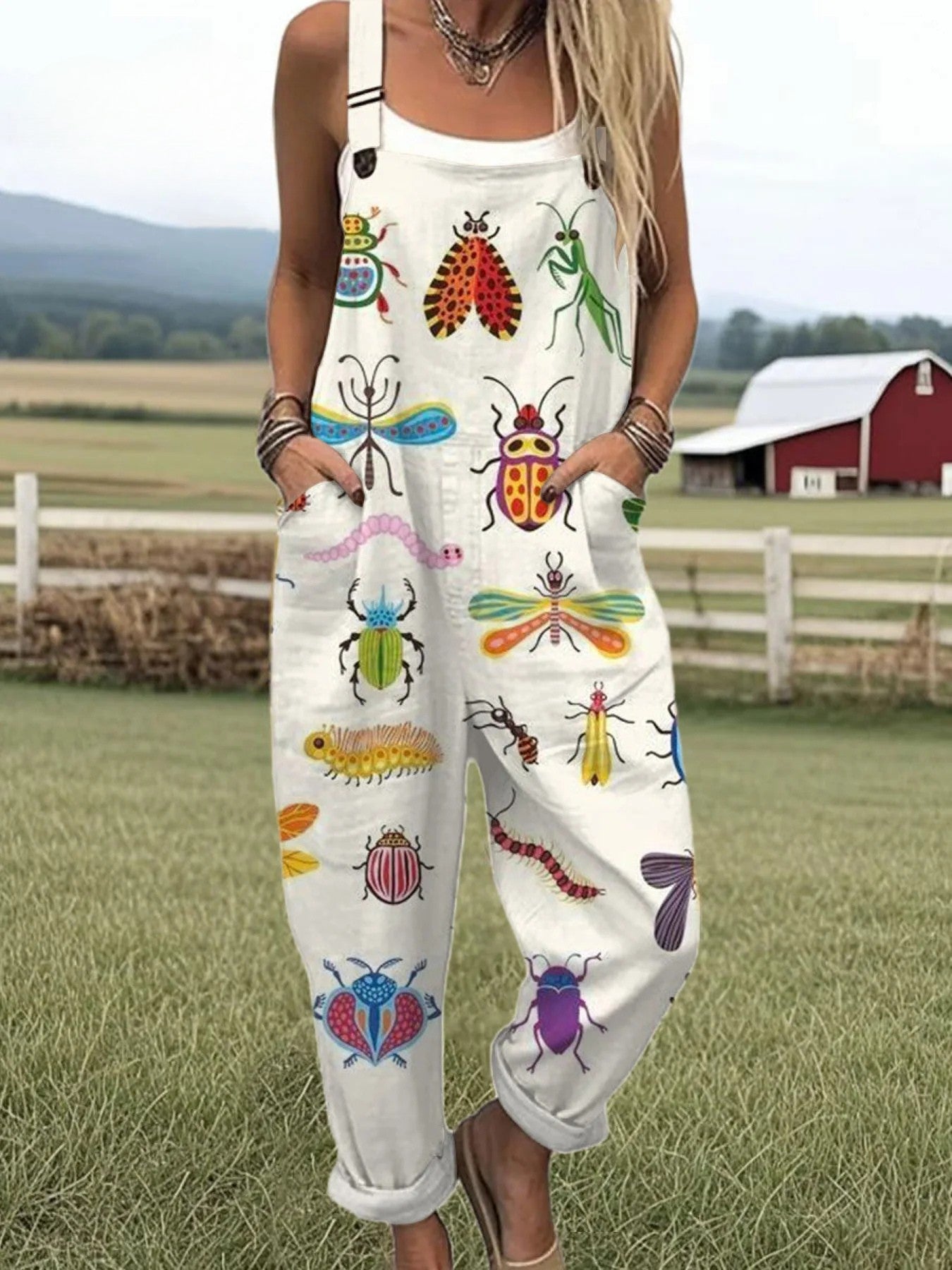 Women's Jumpsuit - Vintage Floral Design, Comfort and Wide Leg Style