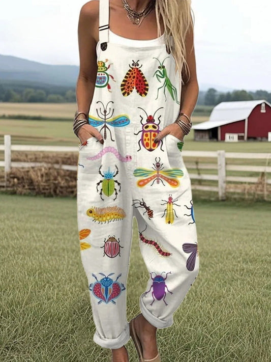 Women's Jumpsuit - Vintage Floral Design, Comfort and Wide Leg Style