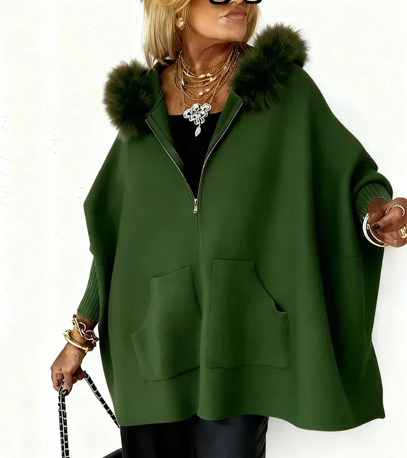 Catherine | Casual Hooded Coat with Fur Collar
