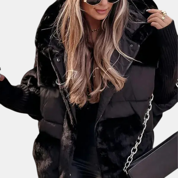 Penelope | Oversized Hooded Patchwork Puffer Jacket
