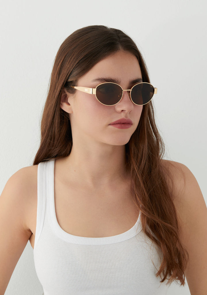 Oval Sunglasses Gaia Gold Brown