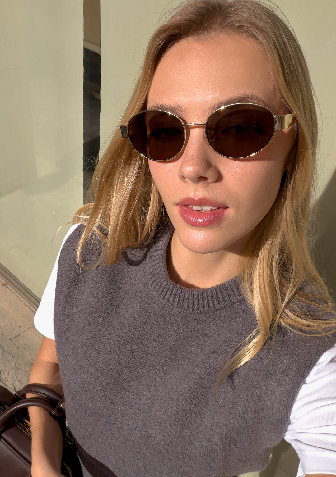 Oval Sunglasses Gaia Gold Brown
