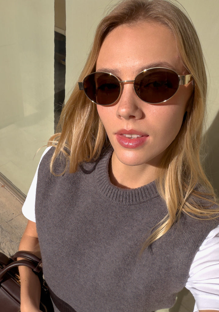 Oval Sunglasses Gaia Gold Brown