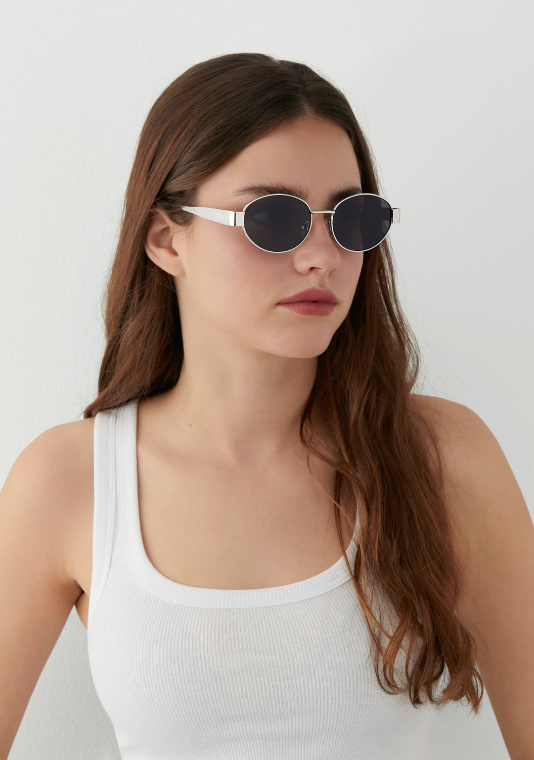 Oval Sunglasses Gaia Silver Black