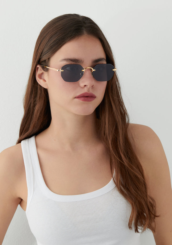 Gold Sunglasses With Black Lenses Faye