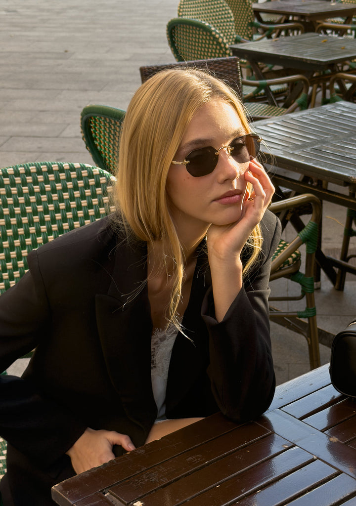 Gold Sunglasses With Black Lenses Faye