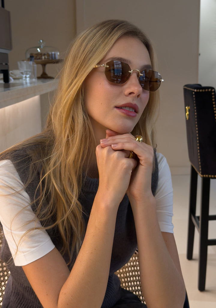 Gold Sunglasses With Brown Lenses Faye