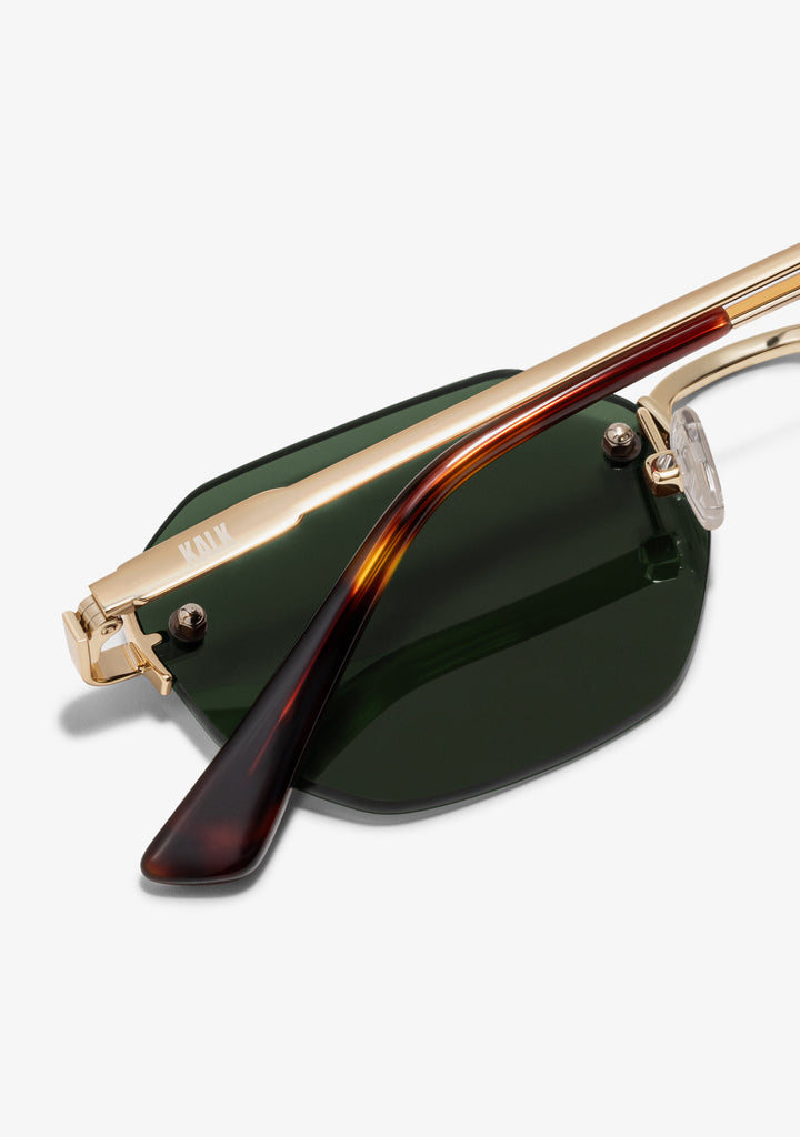 Gold Sunglasses With Green Lenses Faye
