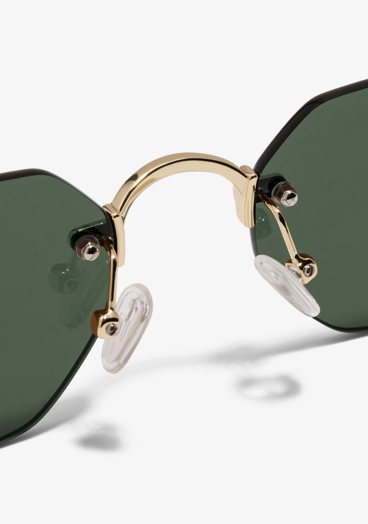 Gold Sunglasses With Green Lenses Faye