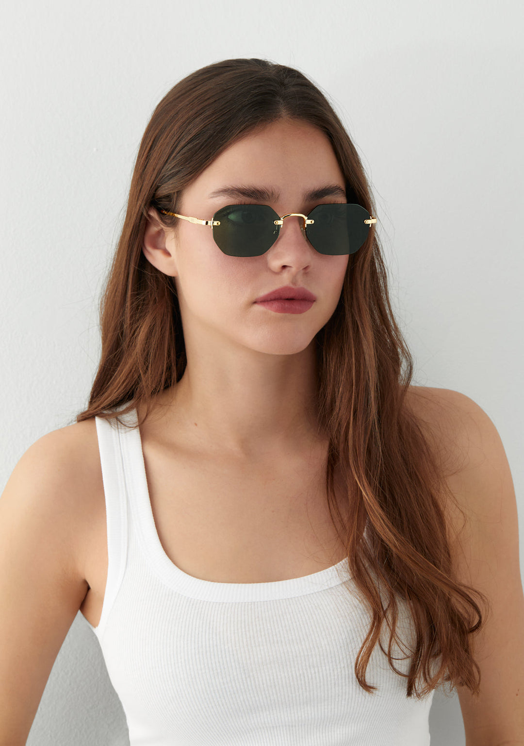 Gold Sunglasses With Green Lenses Faye