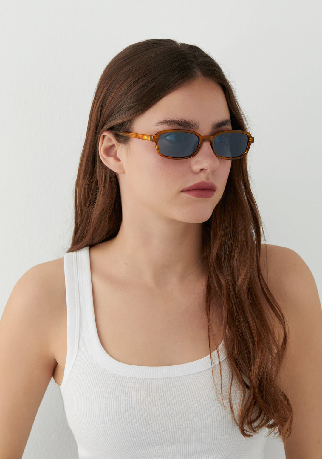 Rectangular Sunglasses Mae Amber Tort Blue