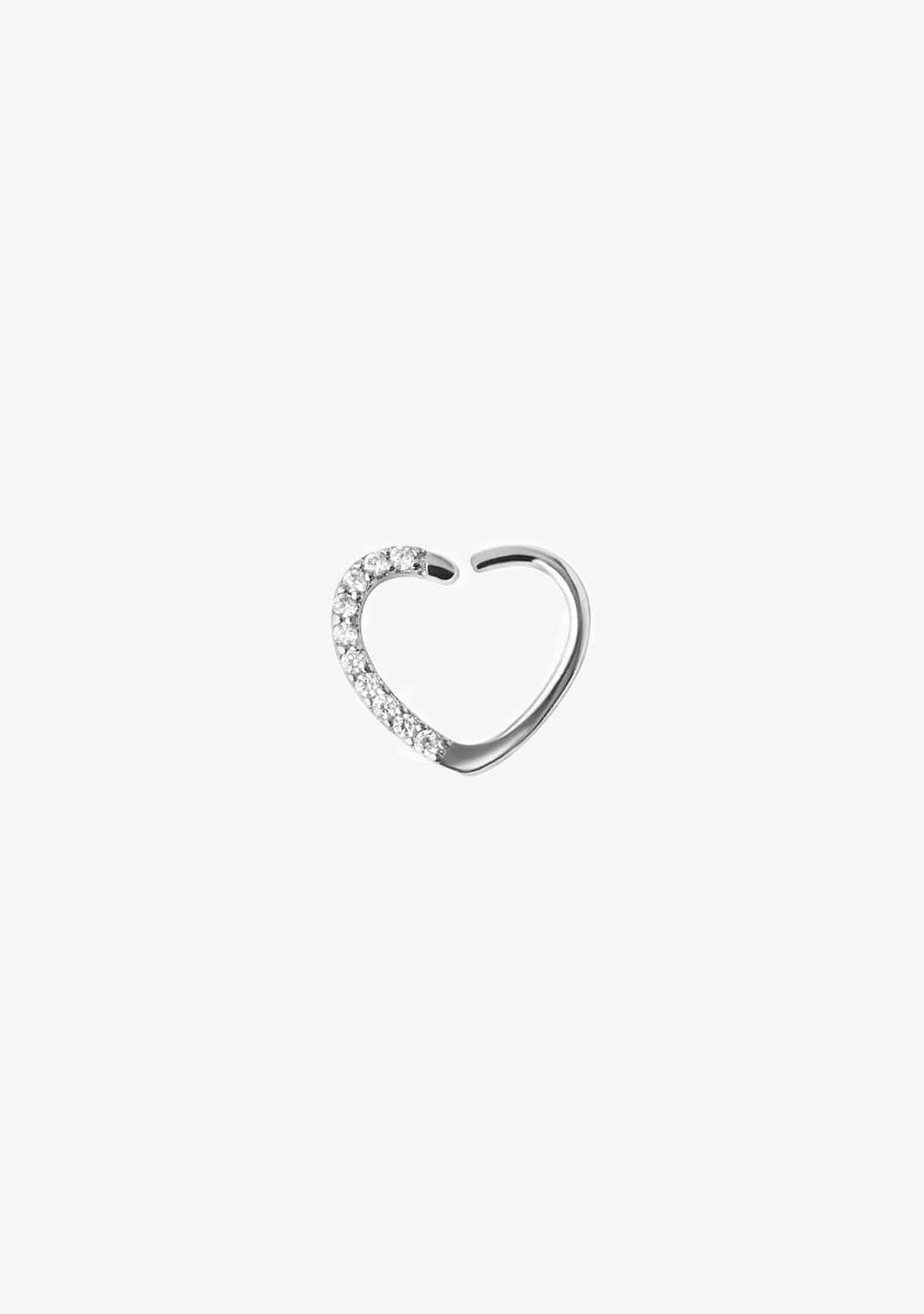Ear Hoop Piercing Heart Silver
