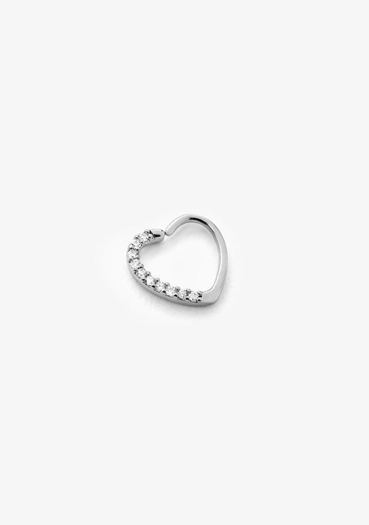 Ear Hoop Piercing Heart Silver