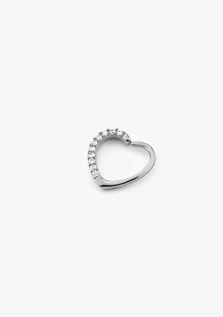Ear Hoop Piercing Heart Silver