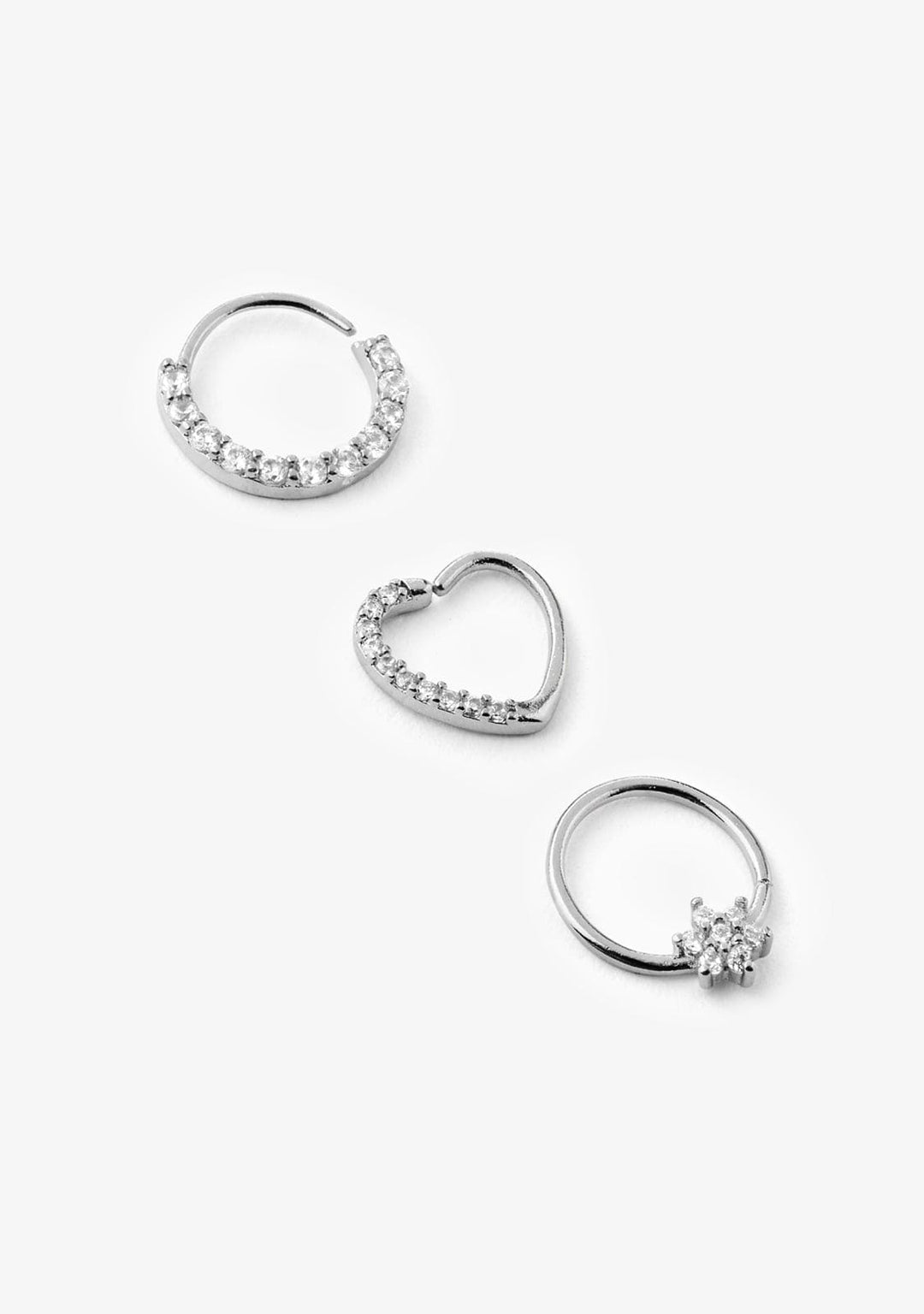 Ear Hoop Piercing Zirconias Silver
