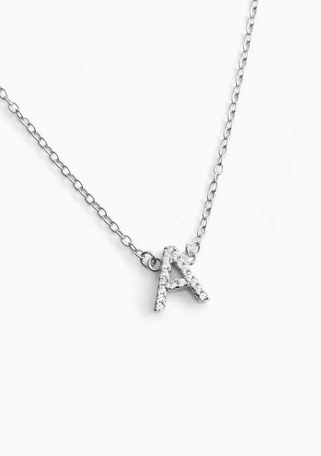 Necklace Fixed Initial Zirconia Silver