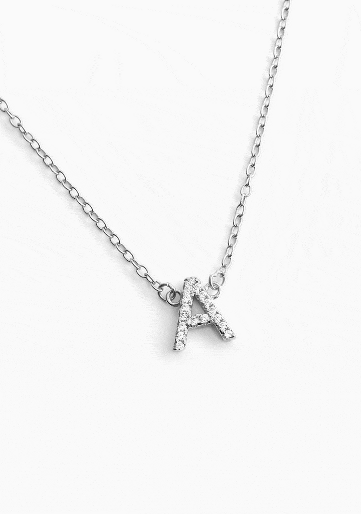 Necklace Fixed Initial Zirconia Silver