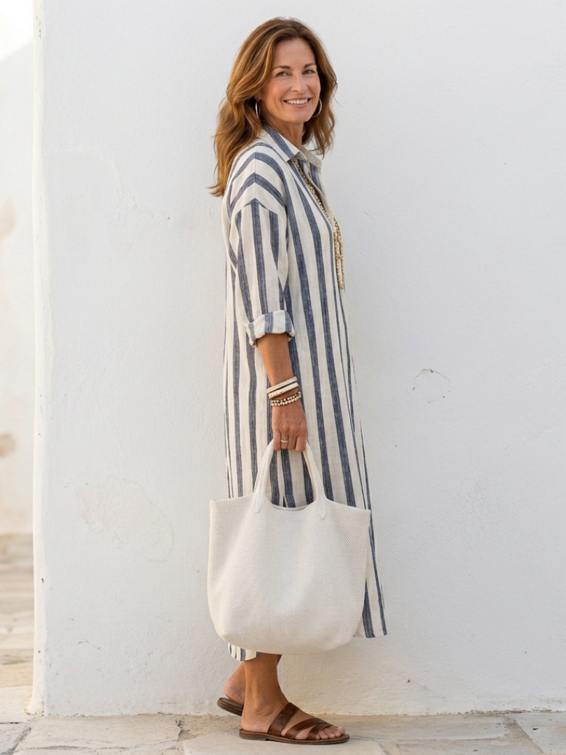 Naomi - Vestido Camisa Midi Listrado