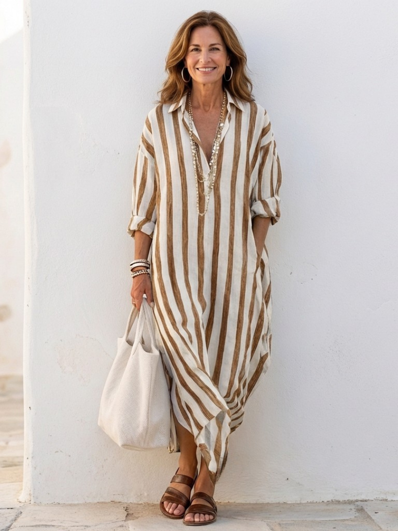 Naomi - Vestido Camisa Midi Listrado