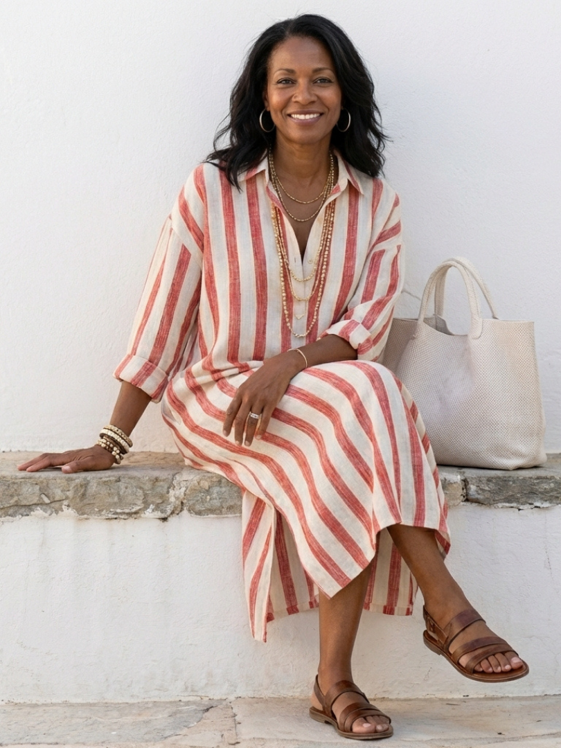Naomi - Vestido Camisa Midi Listrado
