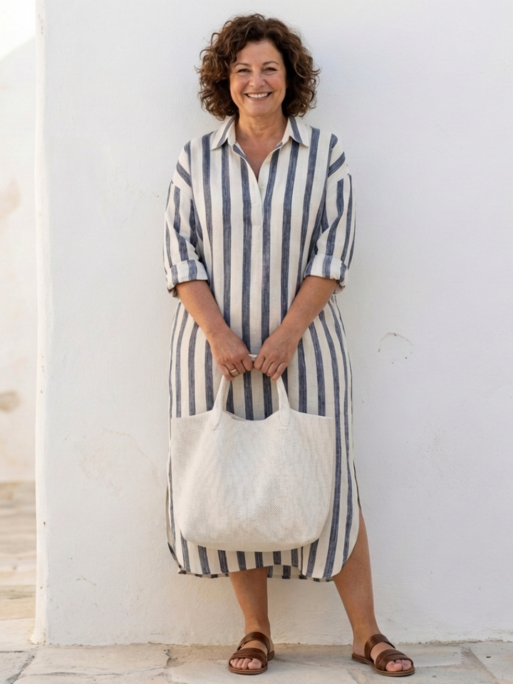Naomi - Vestido Camisa Midi Listrado