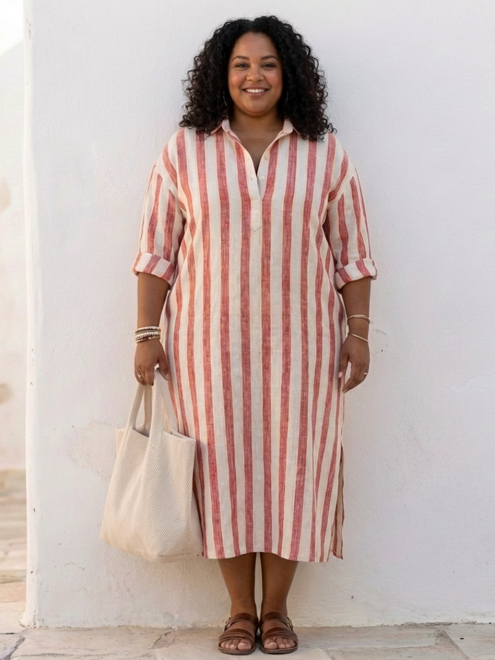 Naomi - Vestido Camisa Midi Listrado