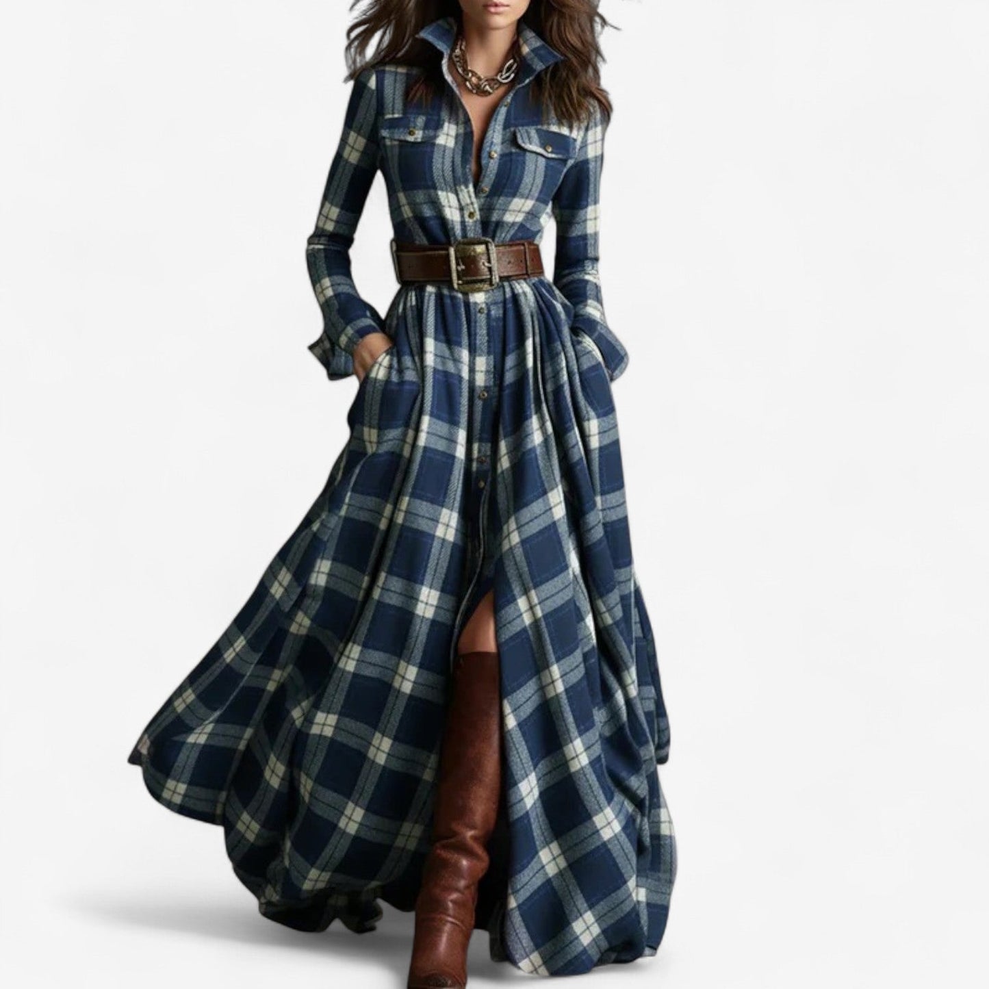 Dina | Timeless Checkered Maxi Dress
