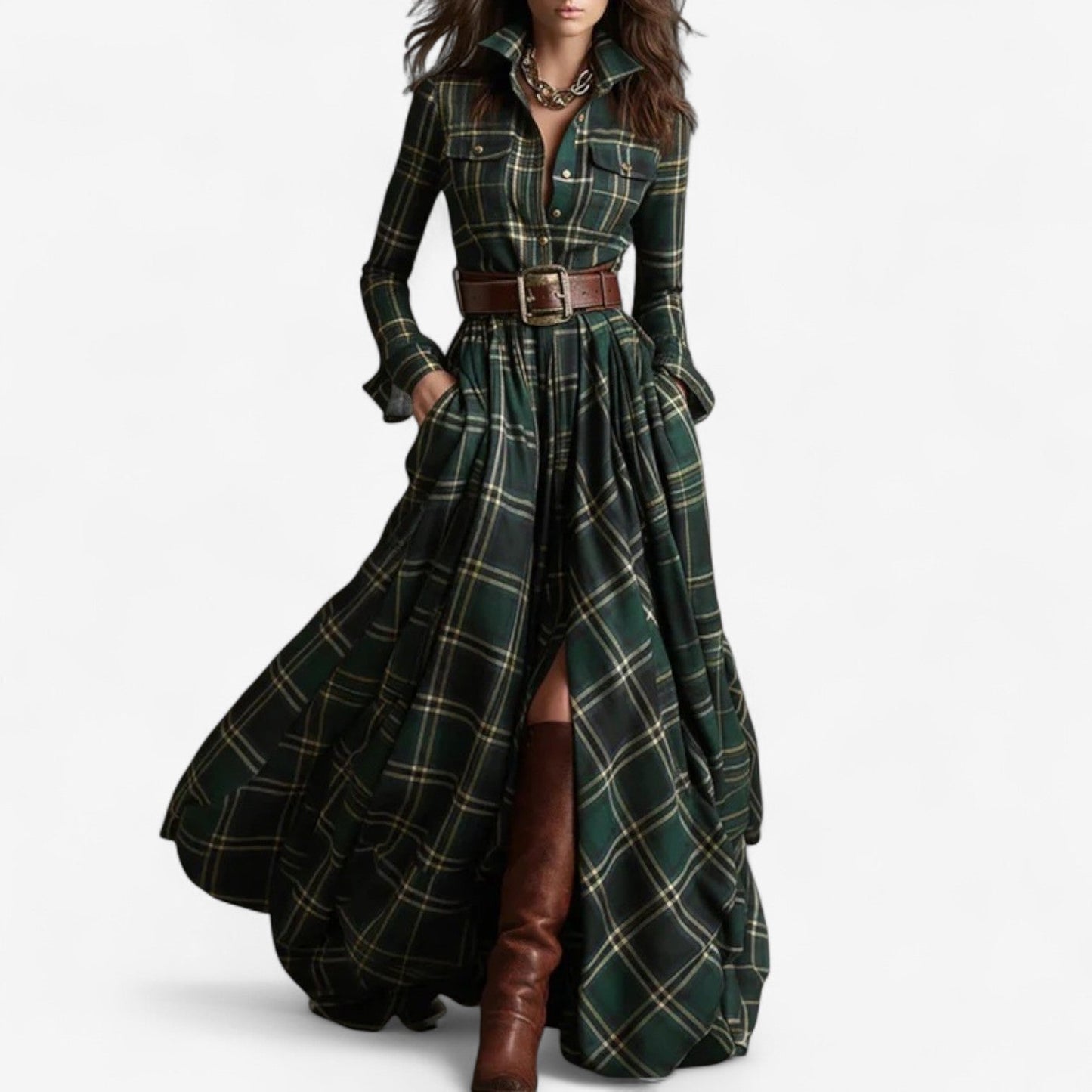 Dina | Timeless Checkered Maxi Dress