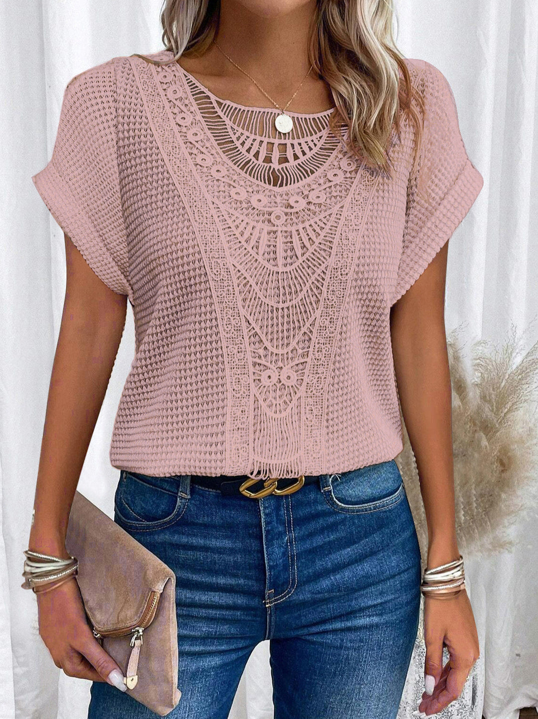 Leah – Lace Detail Short Sleeve Top