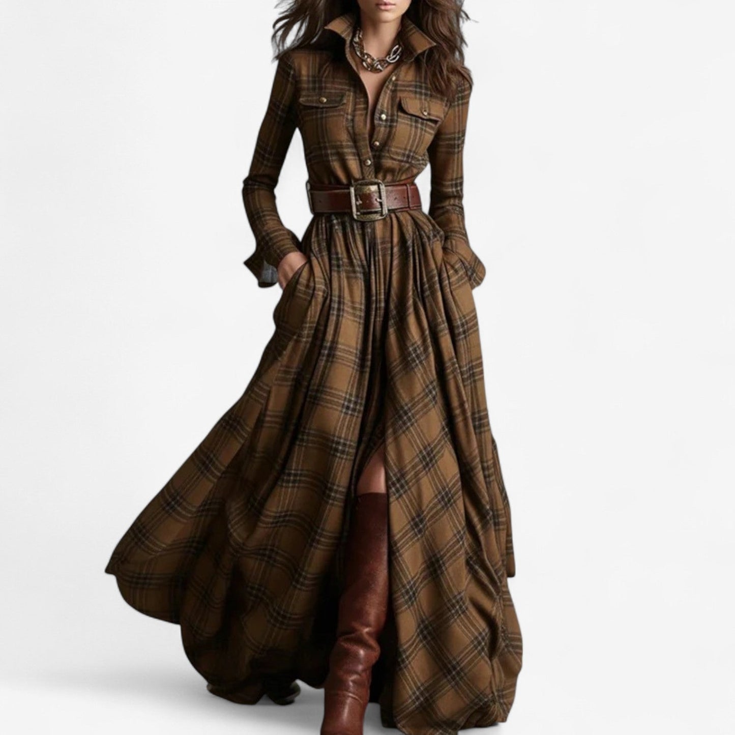 Dina | Timeless Checkered Maxi Dress